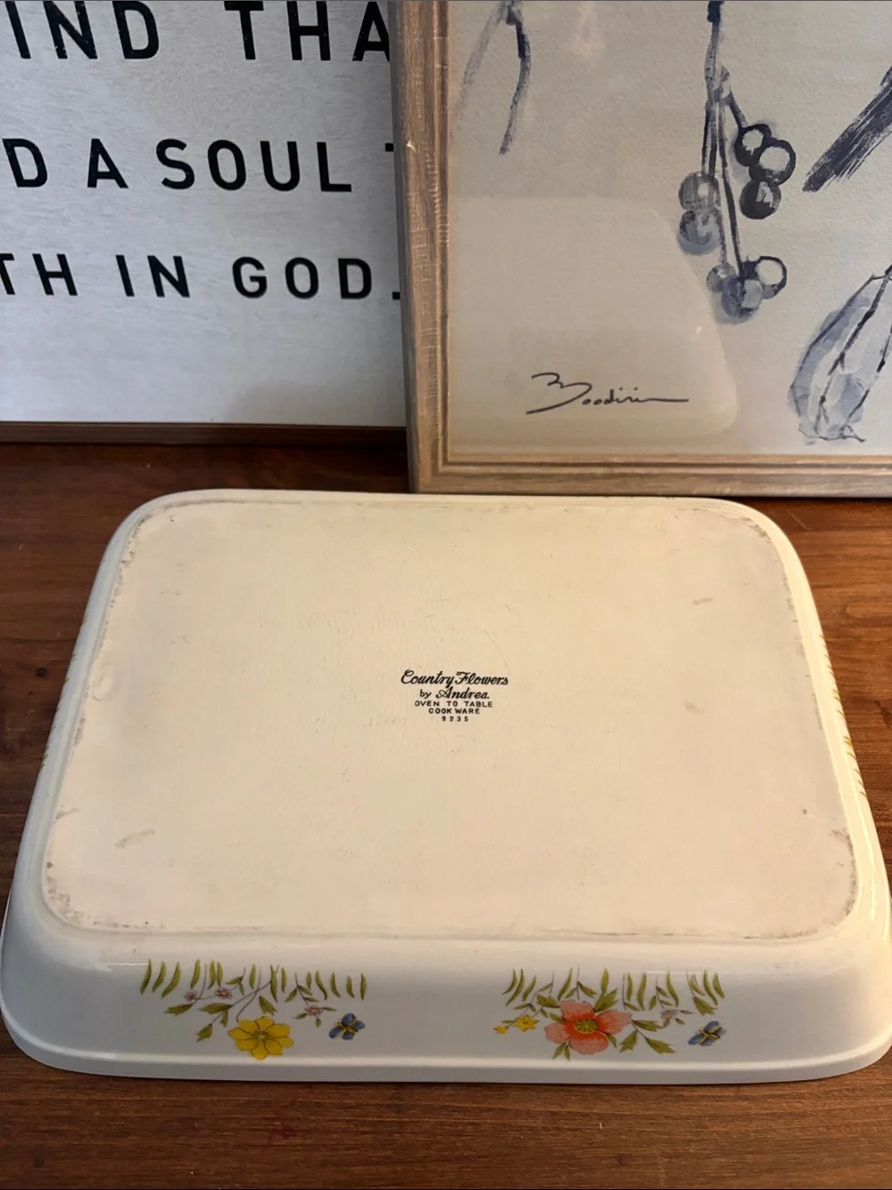 ANDREA SADAK Country Flower Rectangular Baker Ceramic Baking Dish Casserole